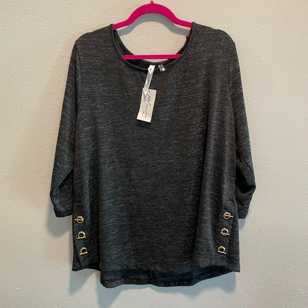 2X NY Collection Women’s Gray Long Sleeve Blouse New With Tags - Picture 9 of 12